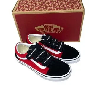 【VANS】 ★ Suede Old Skool Low Pro ★ Black & Red VANS Old Skool Platform Shoes Black Red Suede Women 9 Low